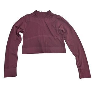 Zella‎ Women's Purple Mock Neck Long Sleeve Crop Workout Top Size M